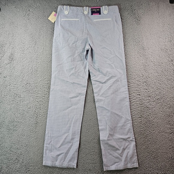 NWT Cherokee Pants Women Size 16 30x30 Adjustable Waist Blue White Striped - Picture 8 of 15